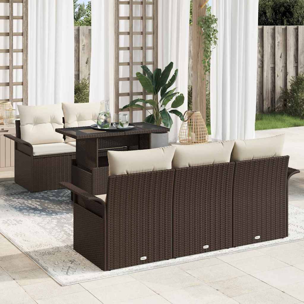 Gartensofa-set 6 stk. Braun [Synthetisch]: Poly Rattan