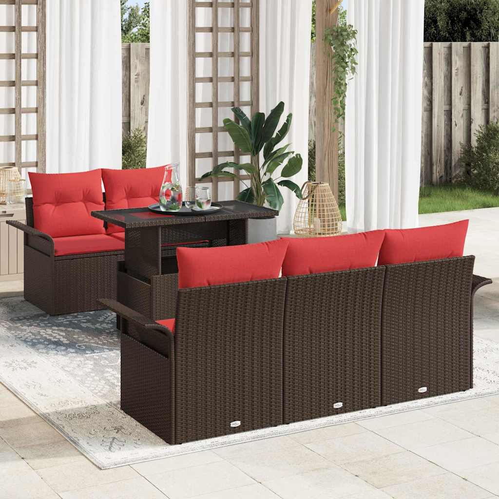Gartensofa-set 6 stk. Braun [Synthetisch]: Poly Rattan