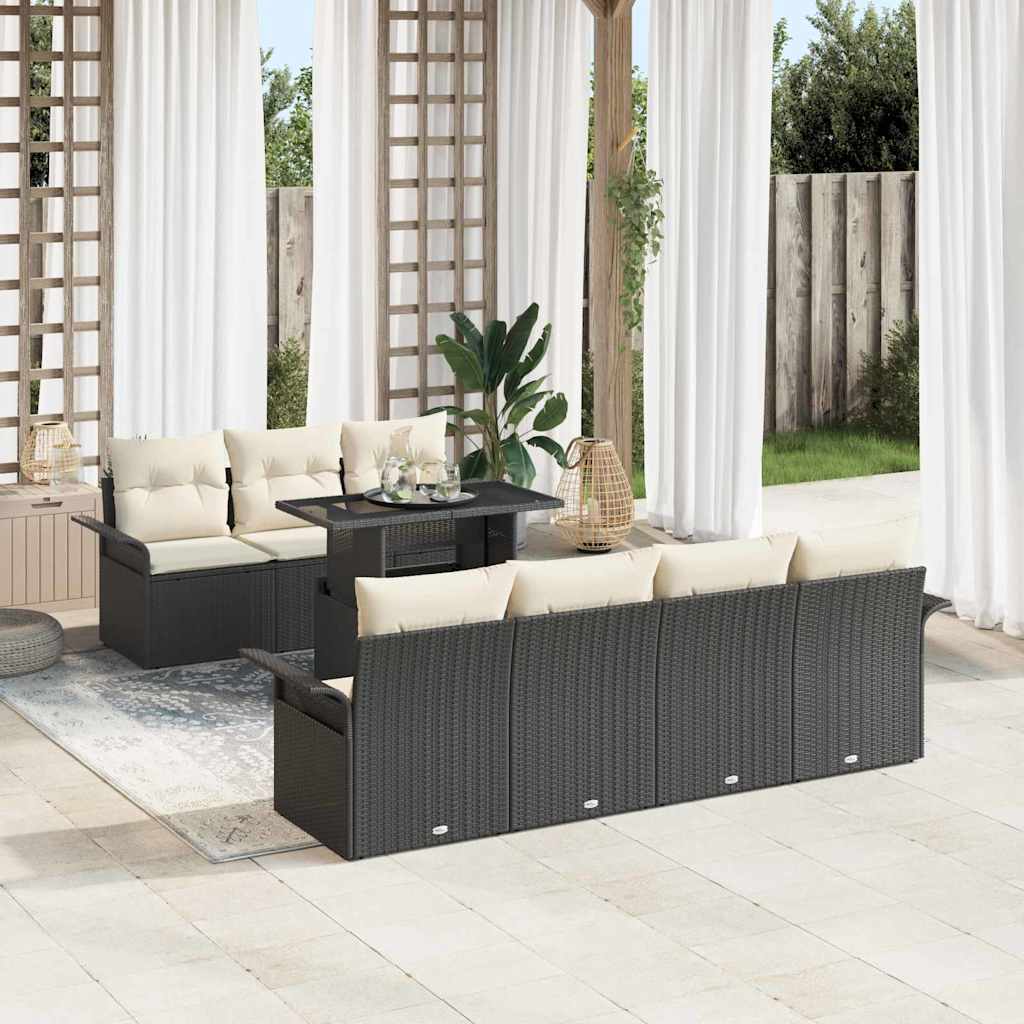 Gartensofa-set 8 stk. Schwarz [Synthetisch]: Poly Rattan
