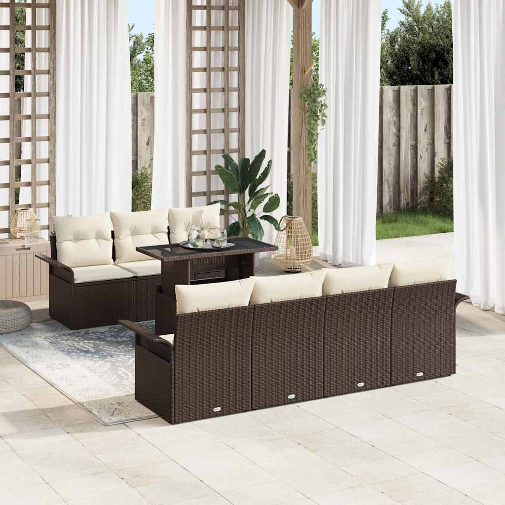 Gartensofa-set 8 stk. Braun [Synthetisch]: Poly Rattan