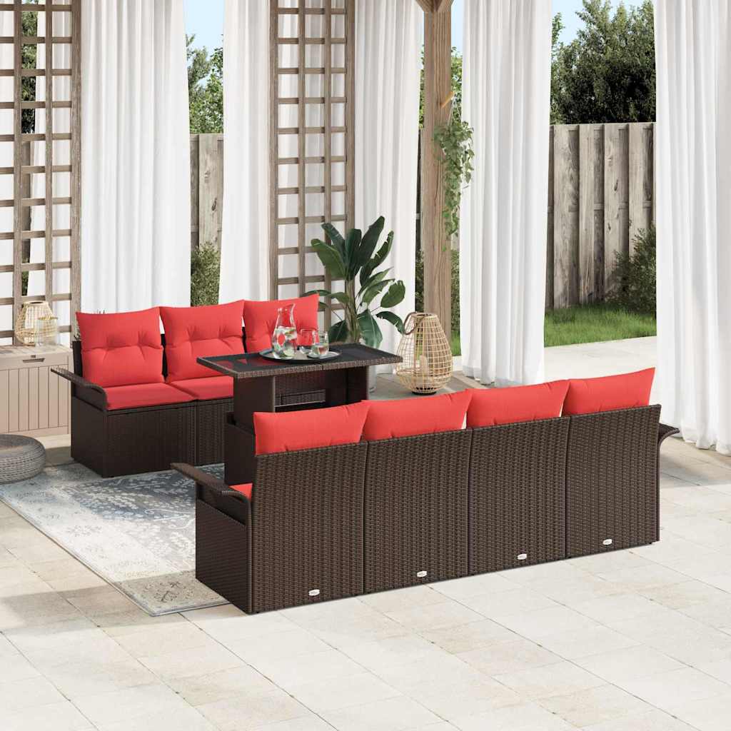 Gartensofa-set 8 stk. Braun [Synthetisch]: Poly Rattan