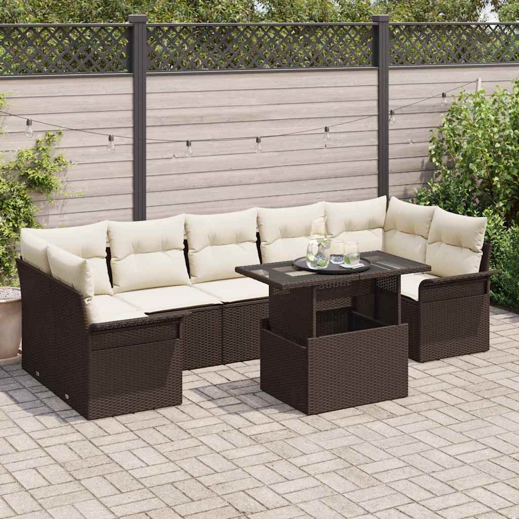 Gartensofa-set 8 stk. Braun [Synthetisch]: Poly Rattan