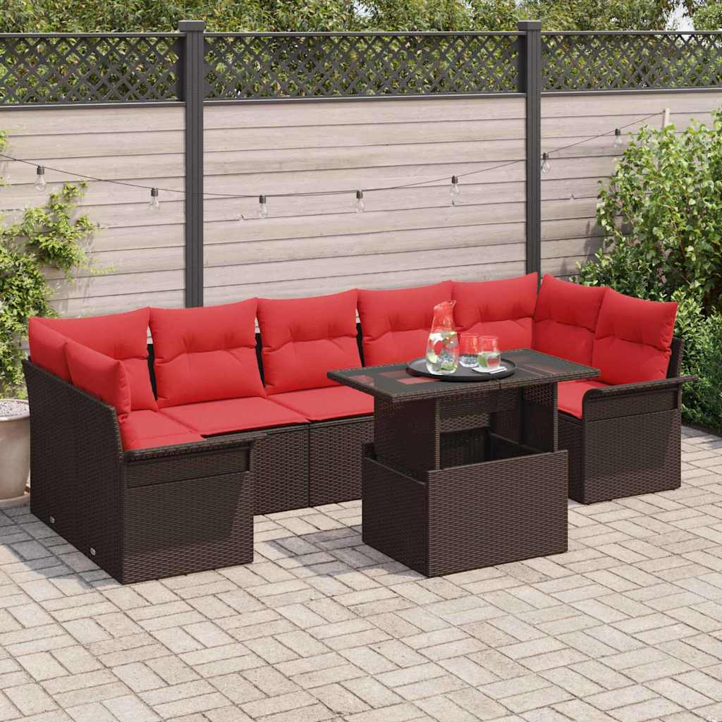 Gartensofa-set 8 stk. Braun [Synthetisch]: Poly Rattan