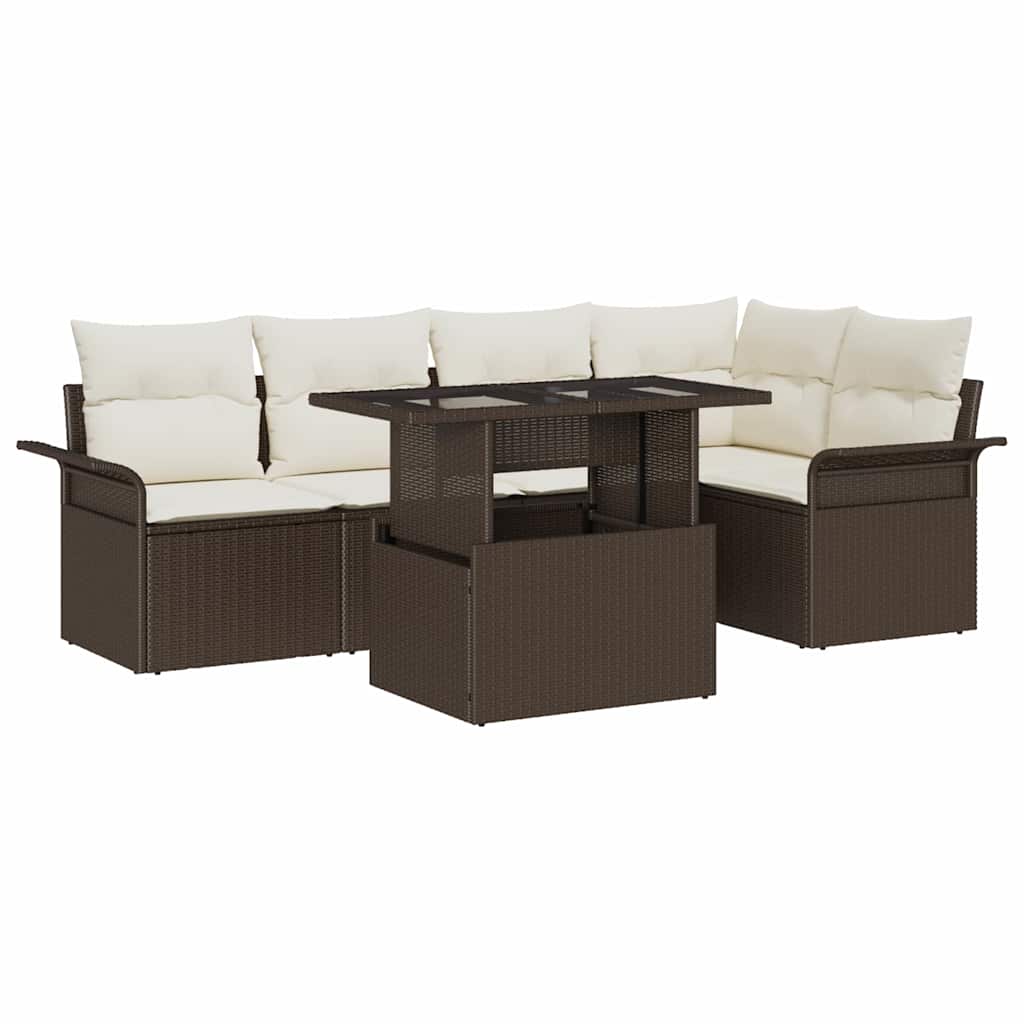Gartensofa-set 6 stk. Braun [Synthetisch]: Poly Rattan