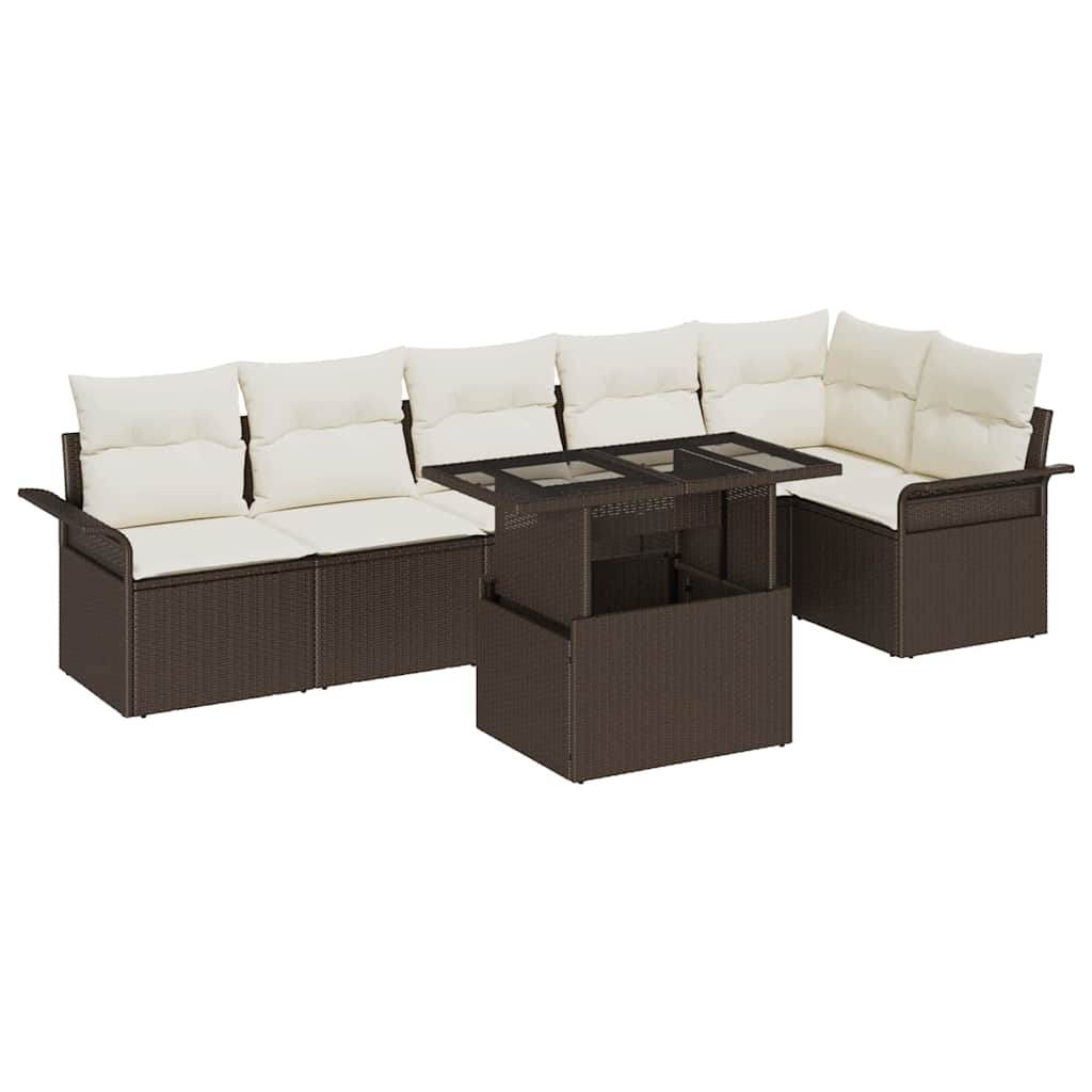 Gartensofa-set 7 stk. Braun [Synthetisch]: Poly Rattan
