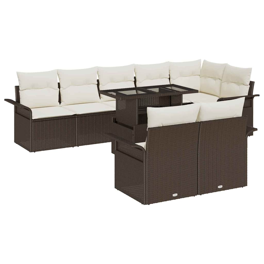 Gartensofa-set 9 stk. Braun [Synthetisch]: Poly Rattan