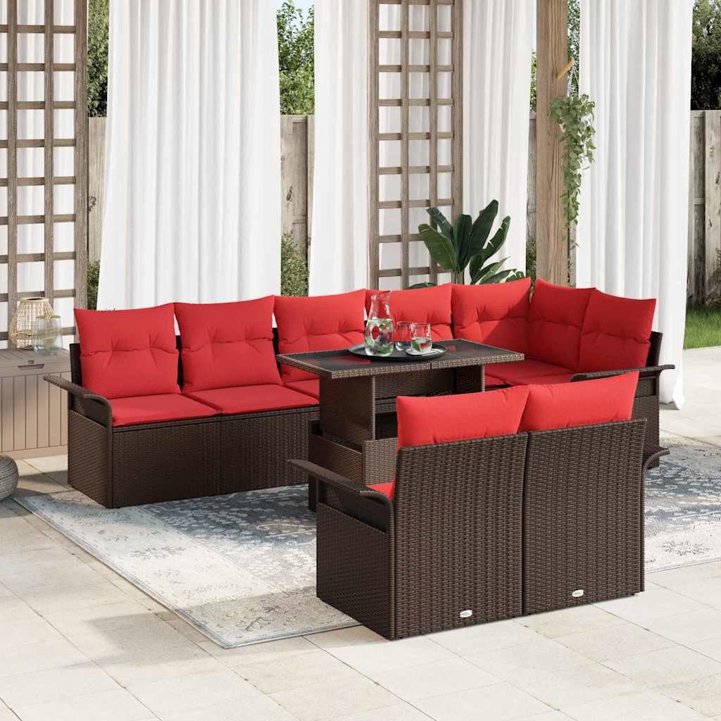 Gartensofa-set 9 stk. 8-Sitzanzahl Braun Poly Rattan