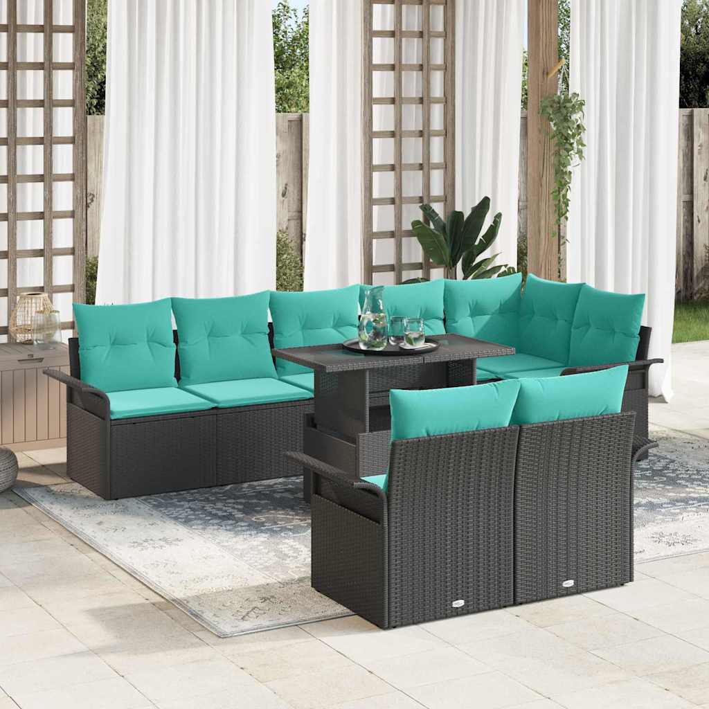 Gartensofa-set 9 stk. 8-Sitzanzahl Schwarz Poly Rattan
