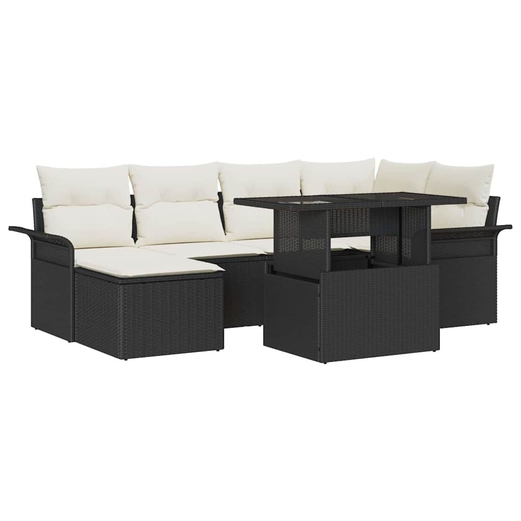 Gartensofa-set 7 stk. Schwarz