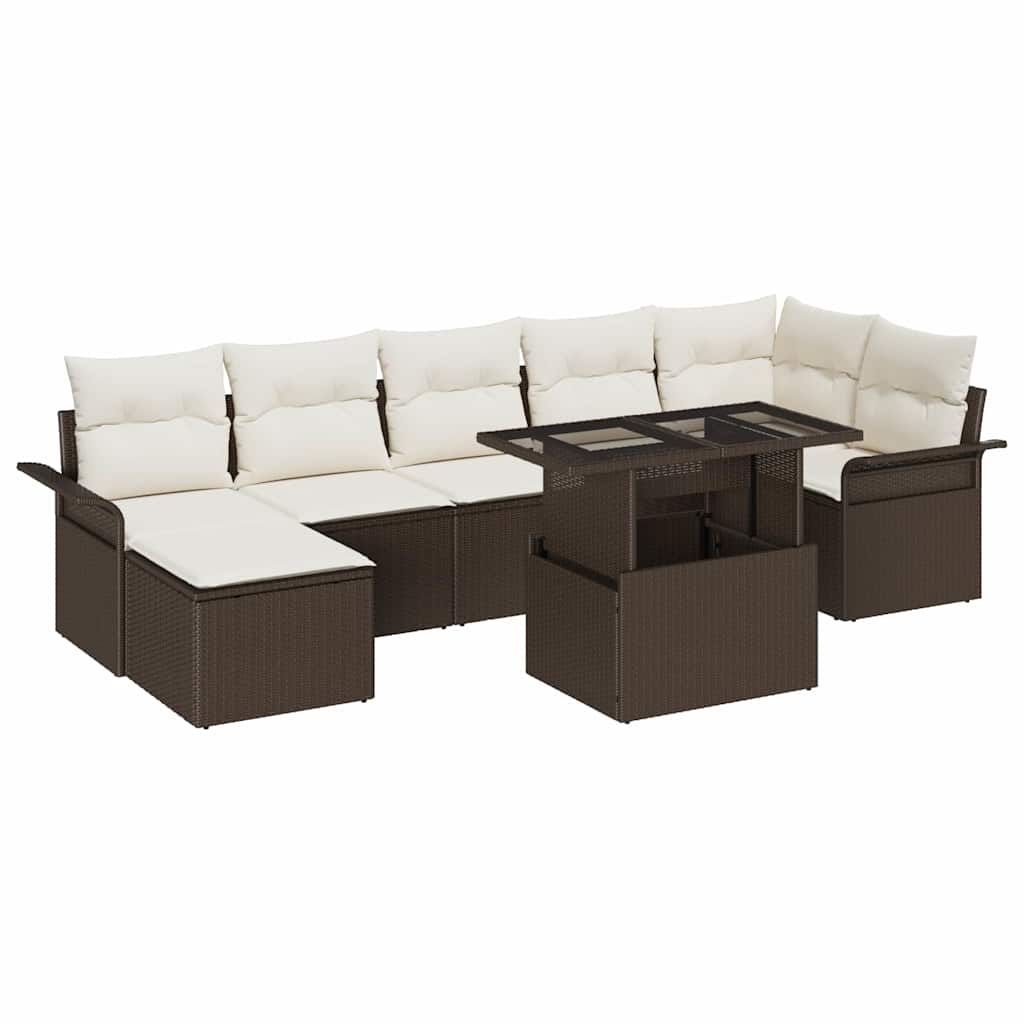Gartensofa-set 8 stk. Braun [Synthetisch]: Poly Rattan