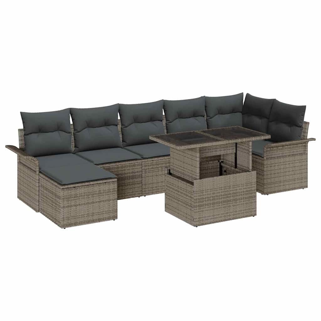 Gartensofa-set 8 stk. Grau [Synthetisch]: Poly Rattan
