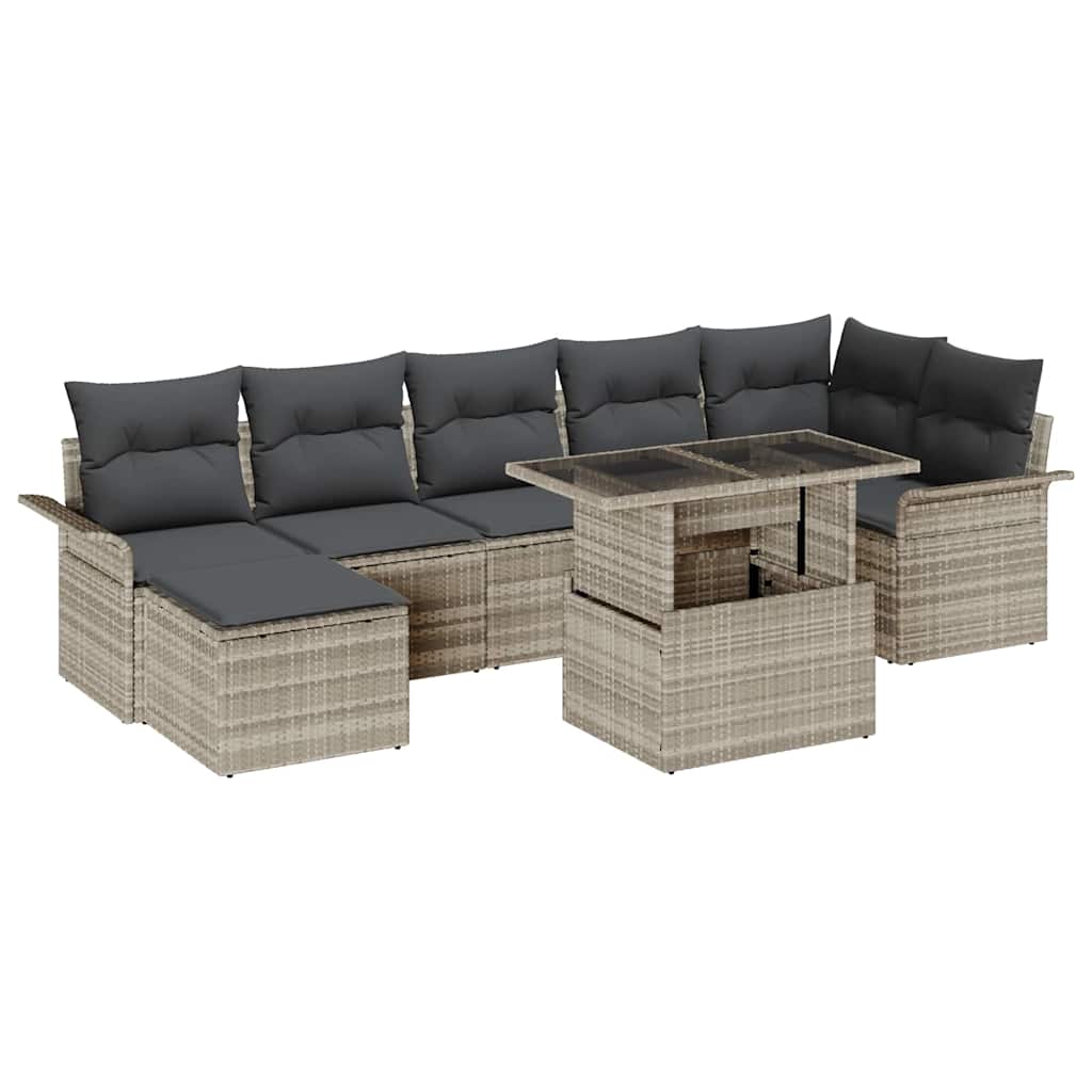 Gartensofa-set 8 stk. Hellgrau [Synthetisch]: Poly Rattan