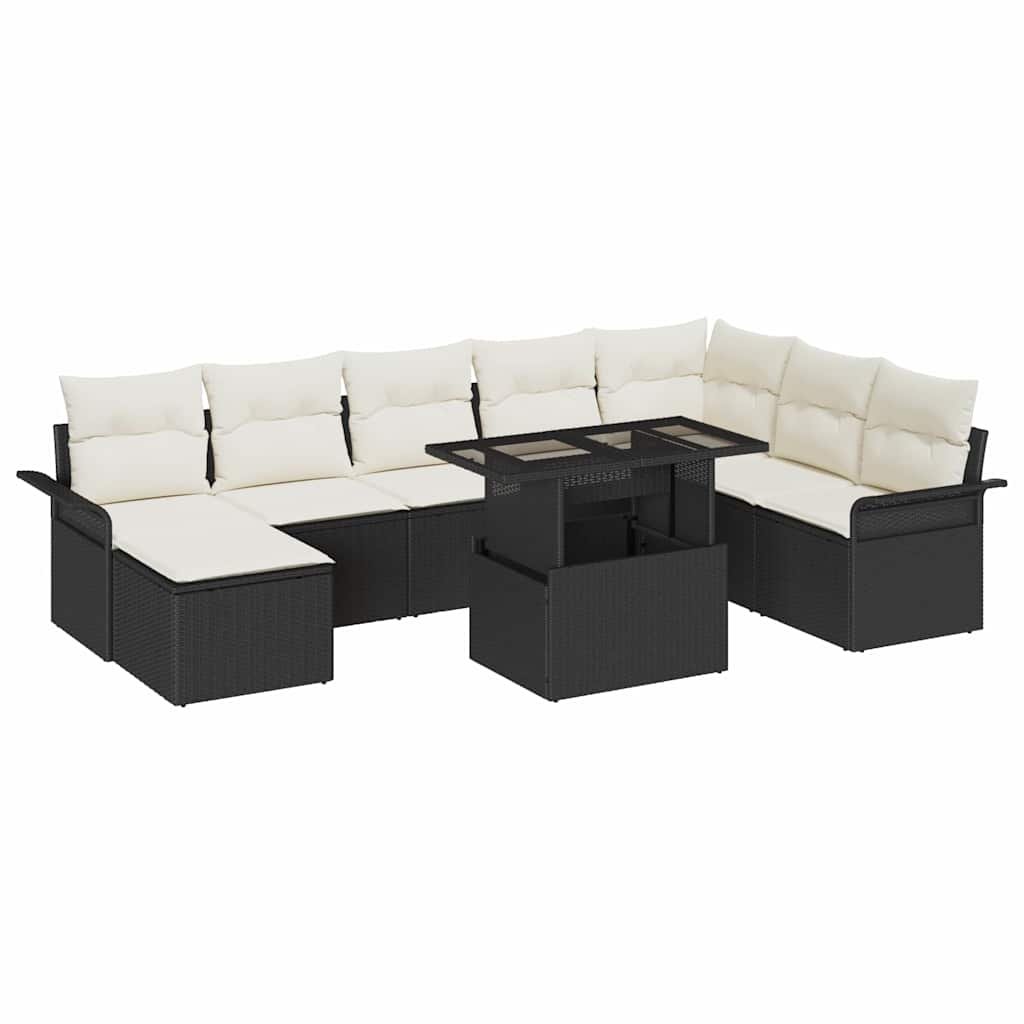 Gartensofa-set 9 stk. Schwarz und Creme