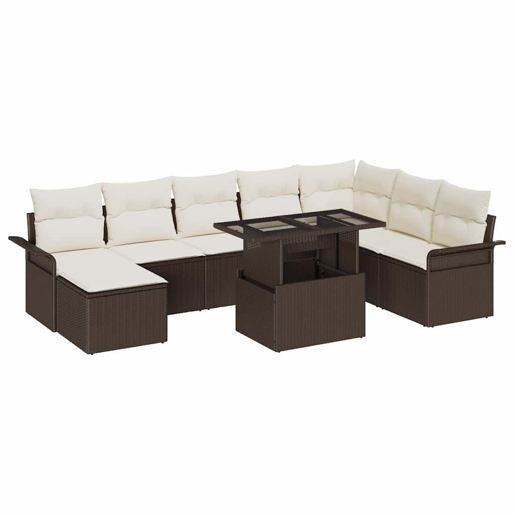 Gartensofa-set 9 stk. Braun und Creme