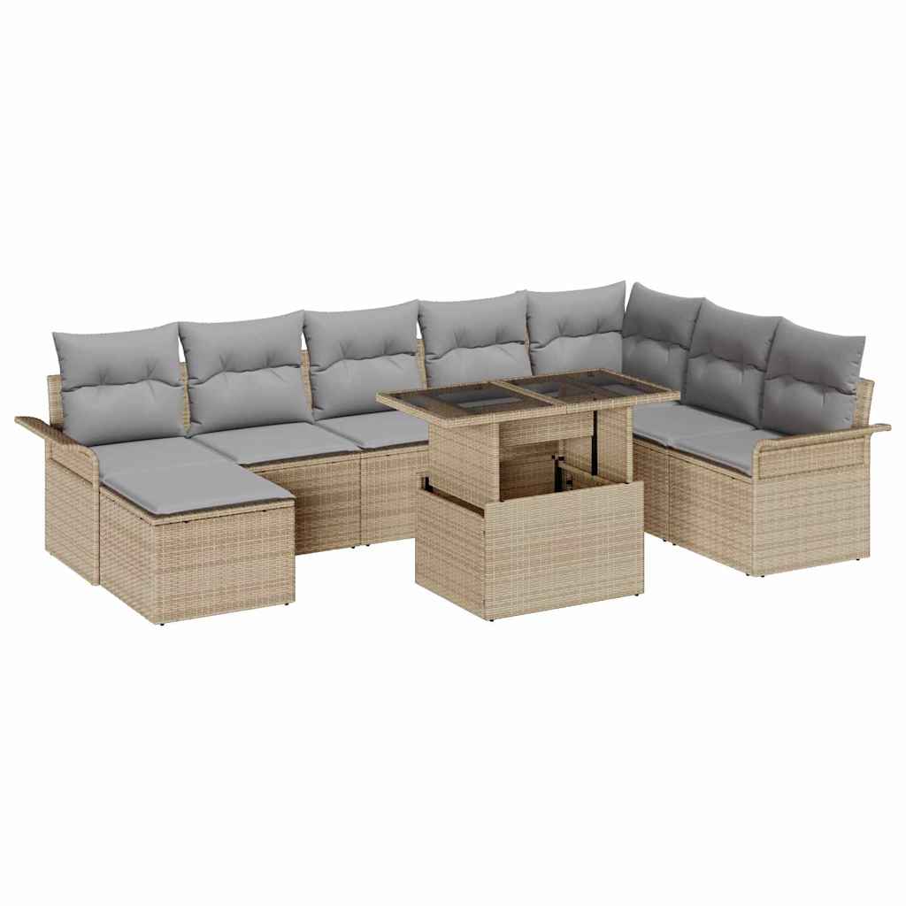 Gartensofa-set 9 stk. Beige und Hellgrau