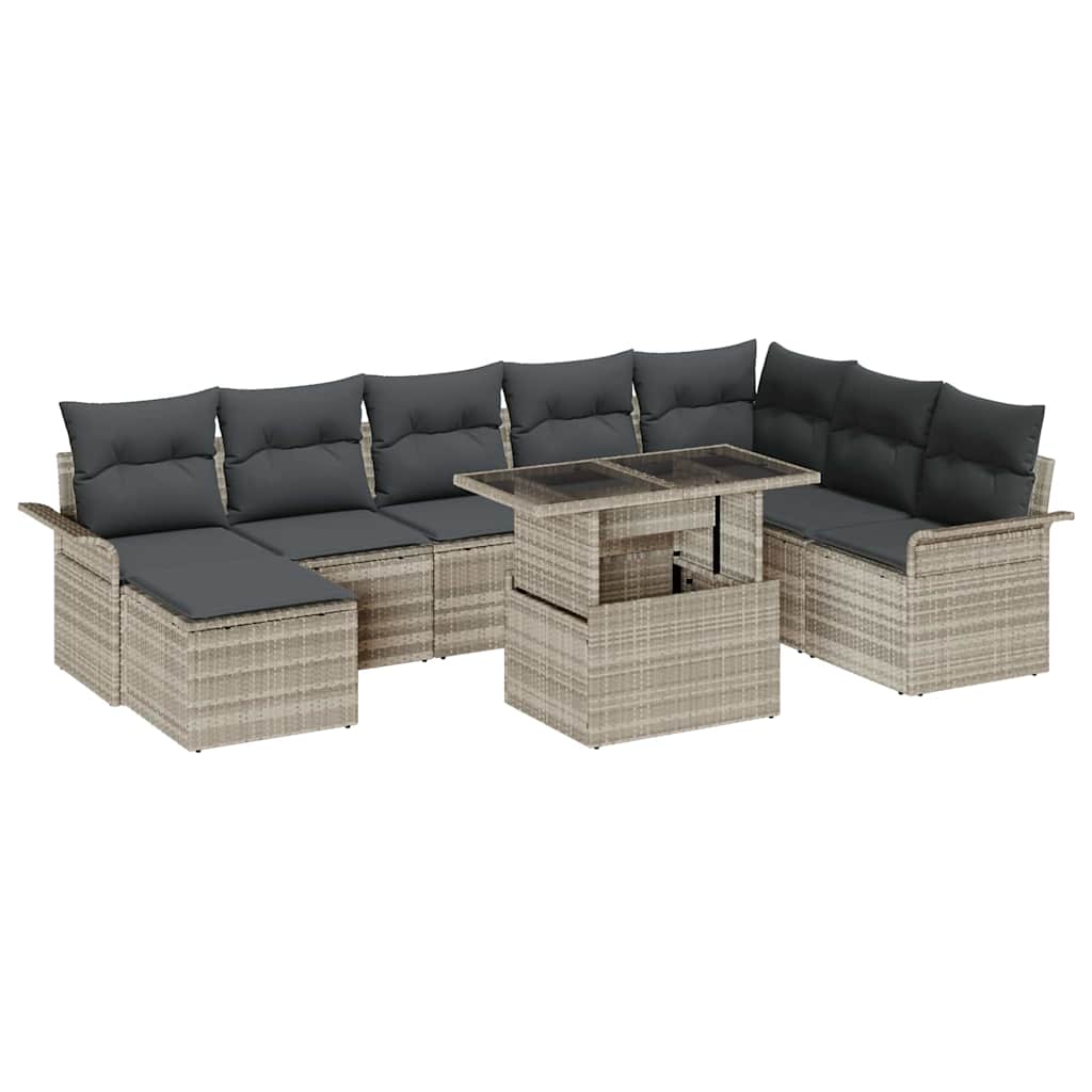 Gartensofa-set 9 stk. Hellgrau
