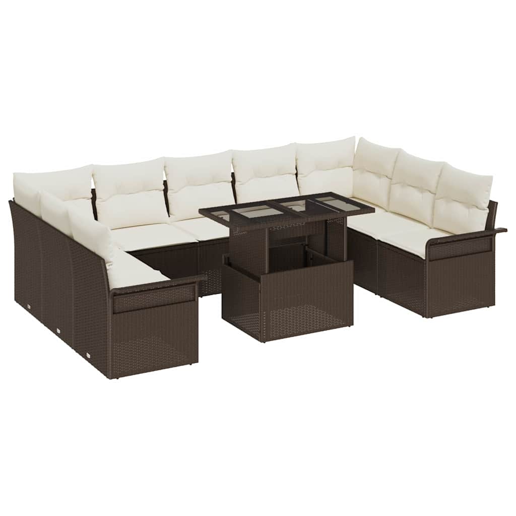 Gartensofa-set 10 stk. Braun Poly Rattan