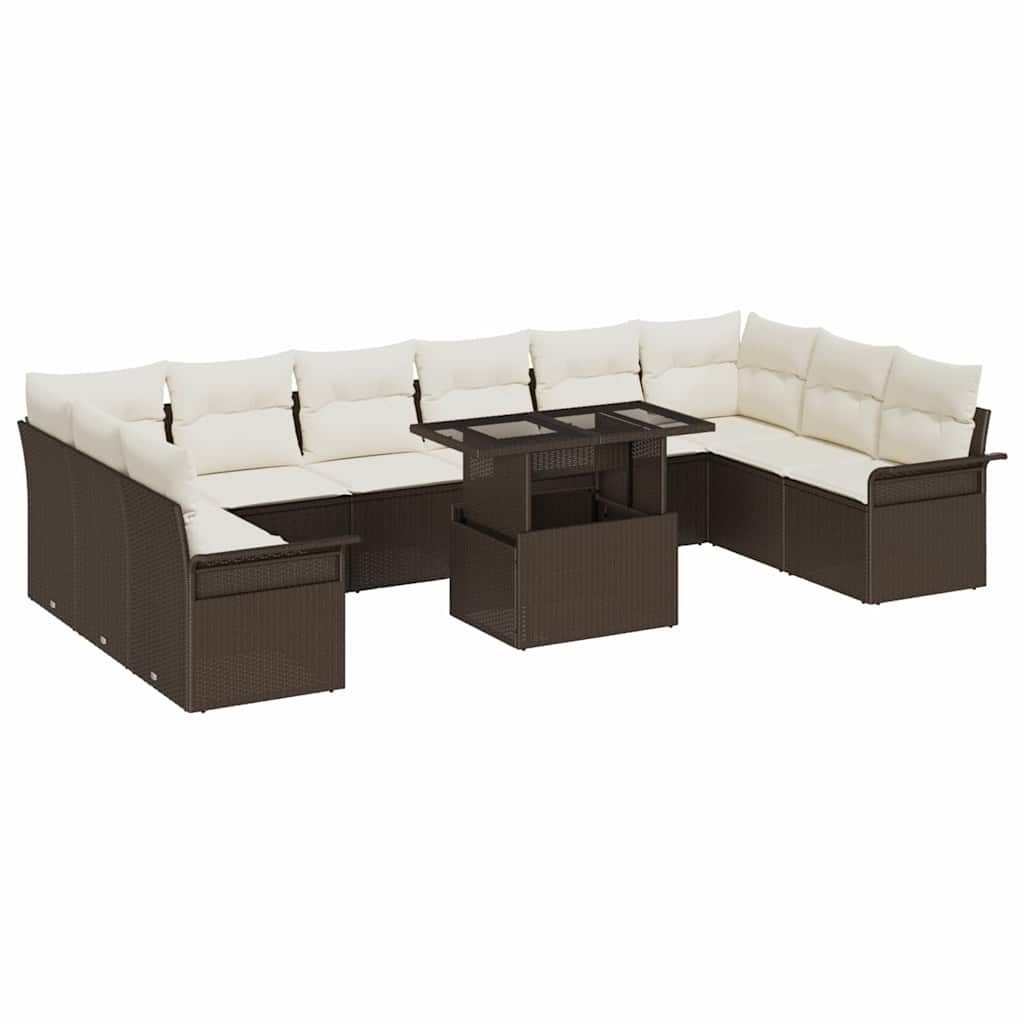 Gartensofa-set 11 stk. Braun Poly Rattan