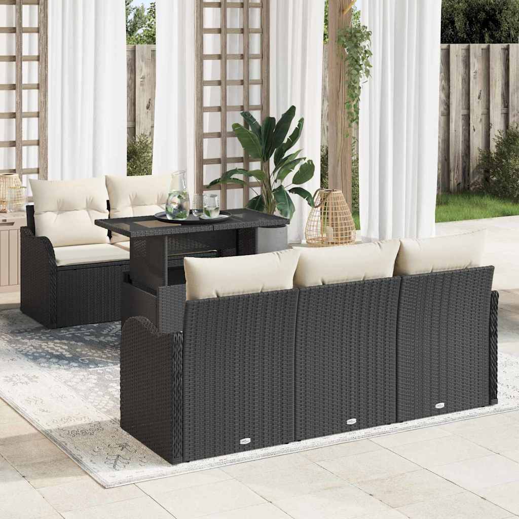 Gartensofa-set 6 Stk. Schwarz Poly Rattan