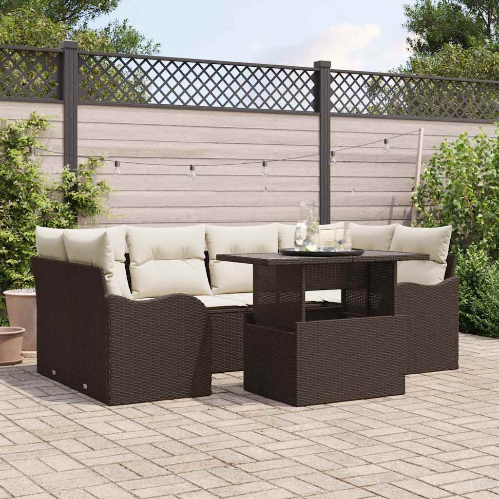 Gartensofa-set 7 stk. 6-Sitzanzahl Braun Poly Rattan