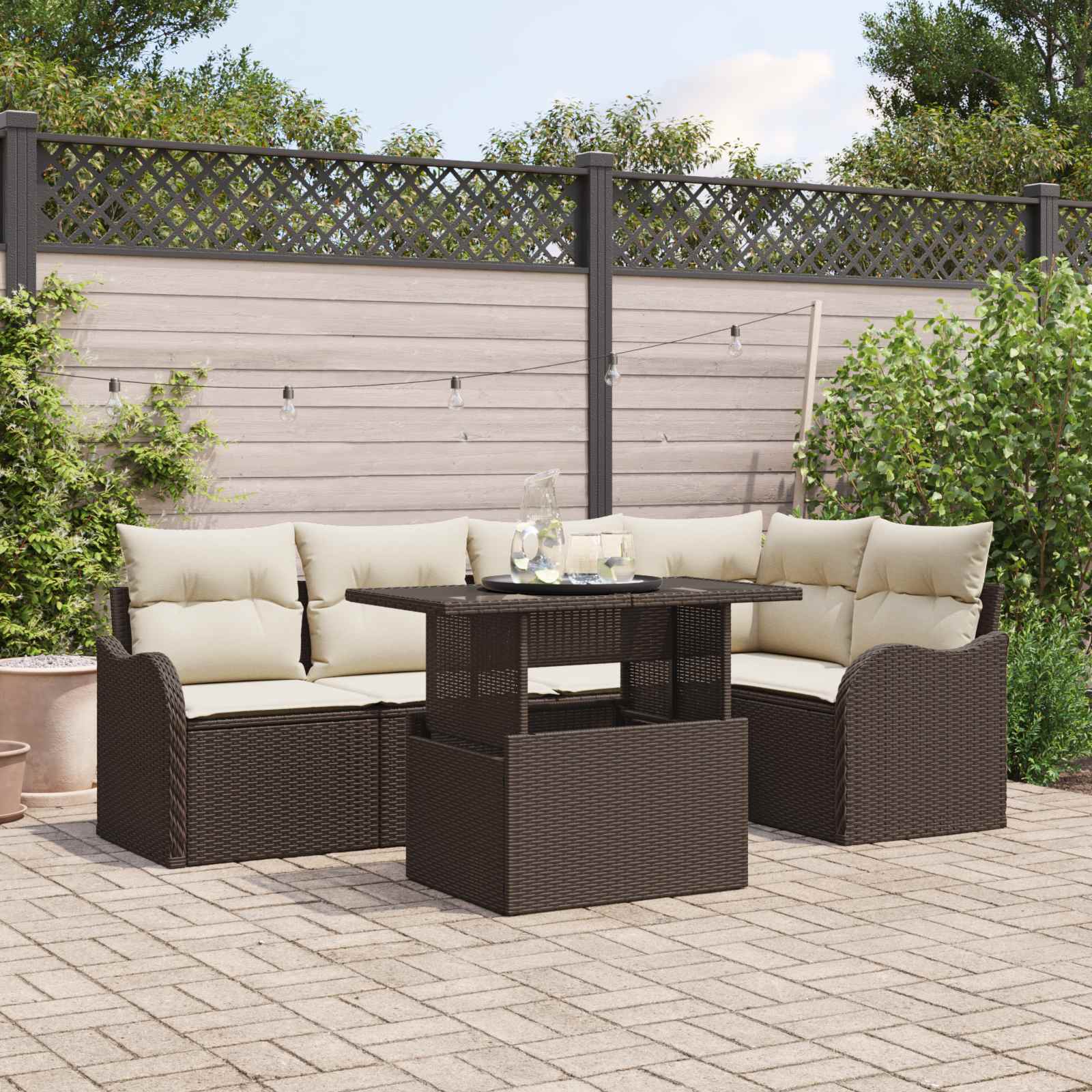 Gartensofa-set 6 stk. Braun Poly Rattan