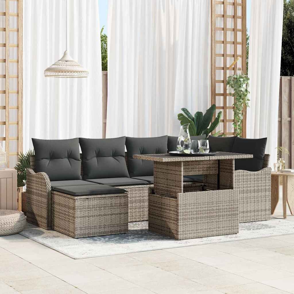 Gartensofa-set 7 stk. Grau [Synthetisch]: Poly Rattan
