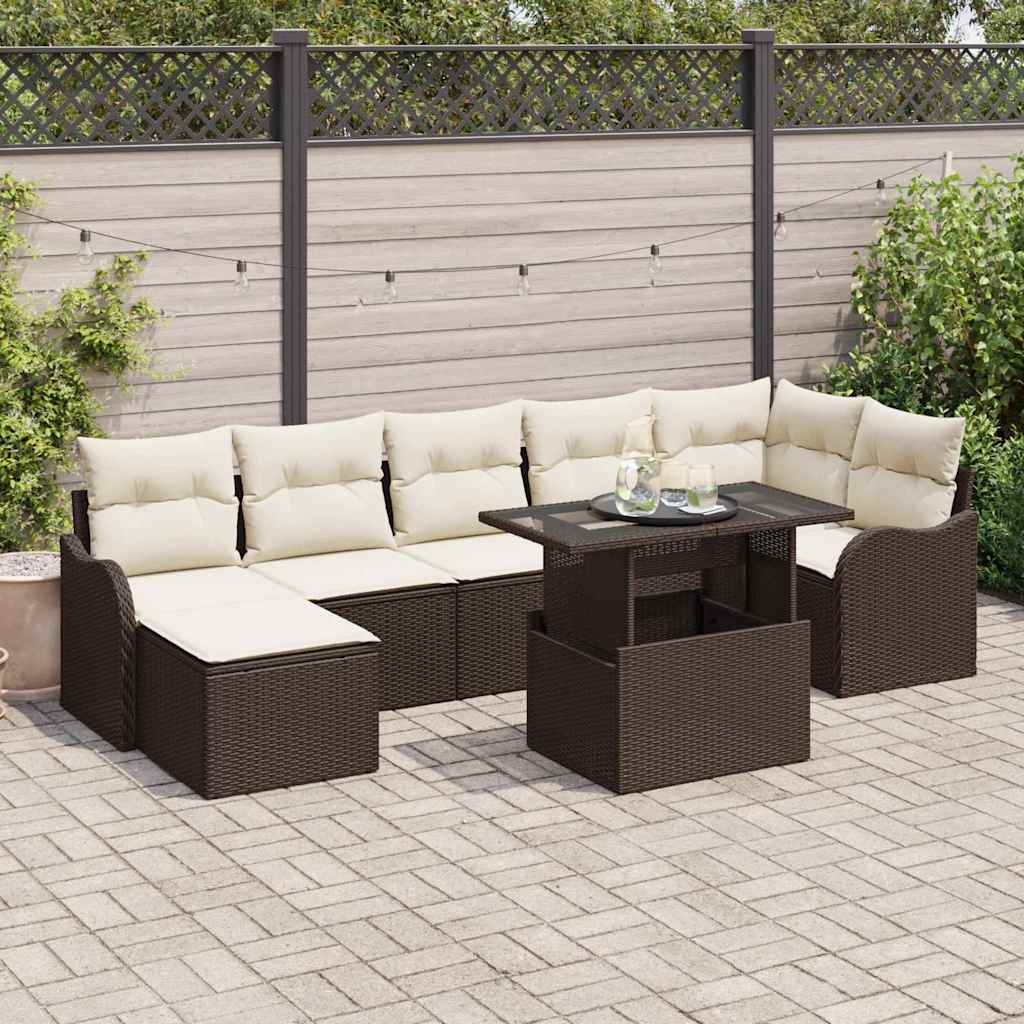 Gartensofa-set 8 stk. Braun [Synthetisch]: Poly Rattan