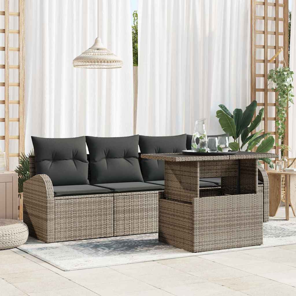 Gartensofa-set 5 stk. Grau Poly Rattan