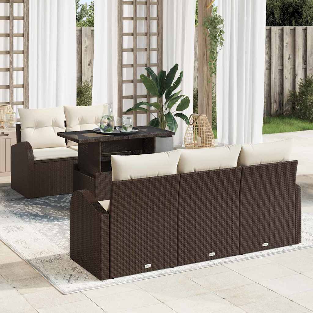 Gartensofa-set 6 Stk. Braun Poly Rattan