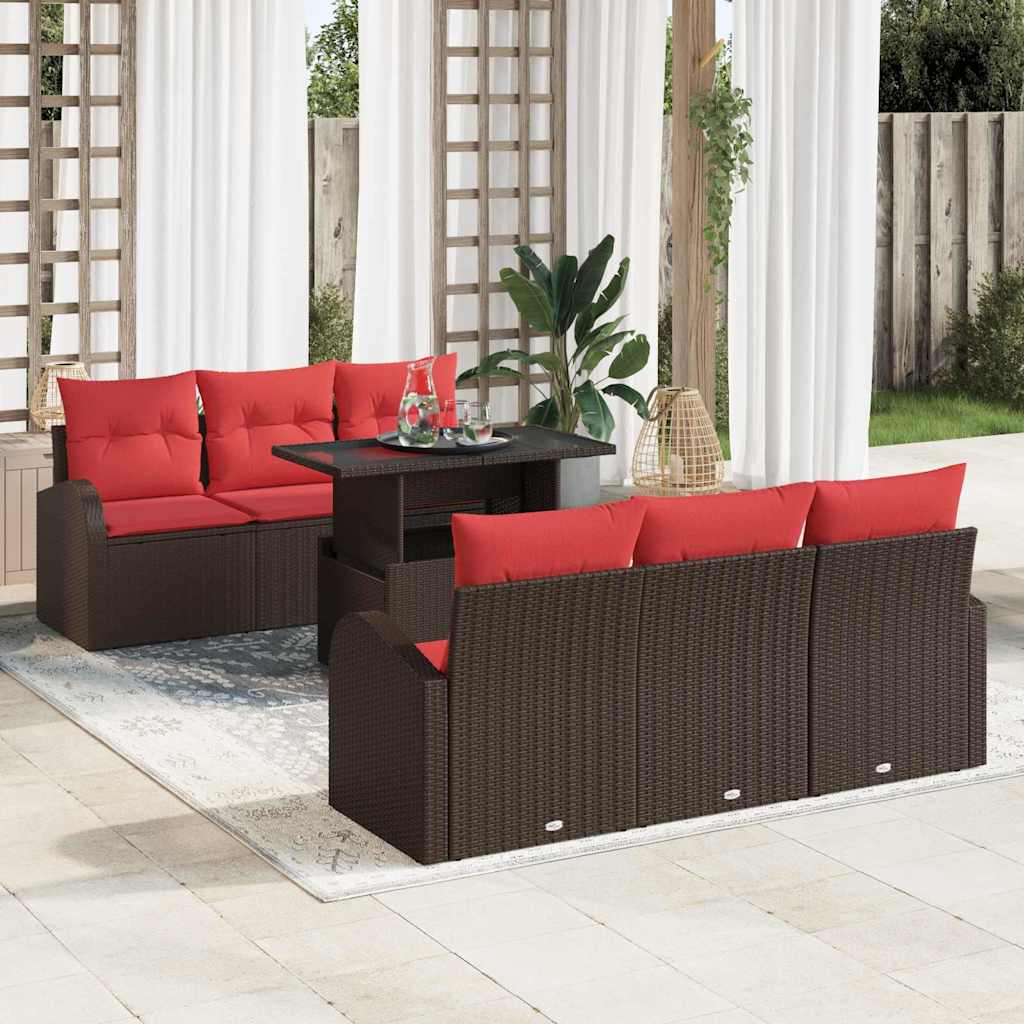 Gartensofa-set 7 stk. Braun Poly Rattan
