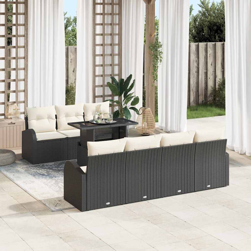 Gartensofa-set 8 stk. Schwarz Poly Rattan