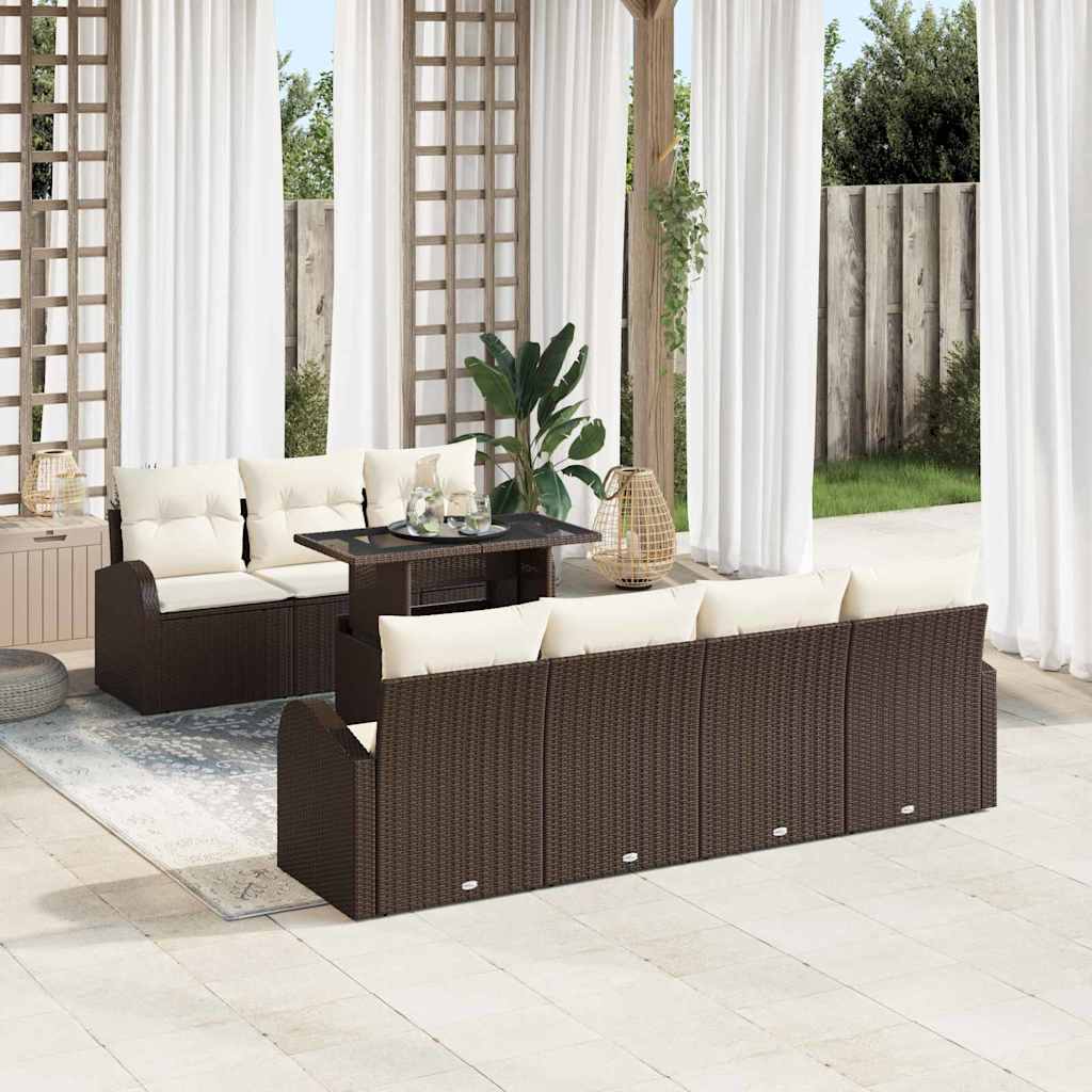 Gartensofa-set 8 stk. Braun Poly Rattan