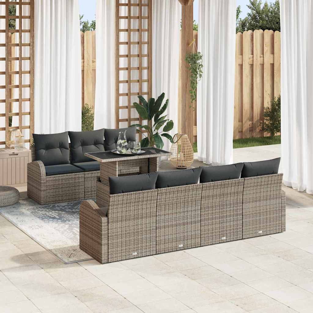 Gartensofa-set 8 stk. Grau Poly Rattan