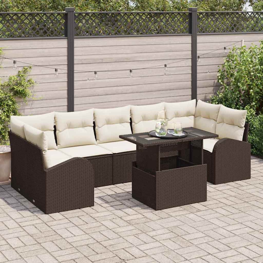 Gartensofa-set 8 Stk. Braun Poly Rattan