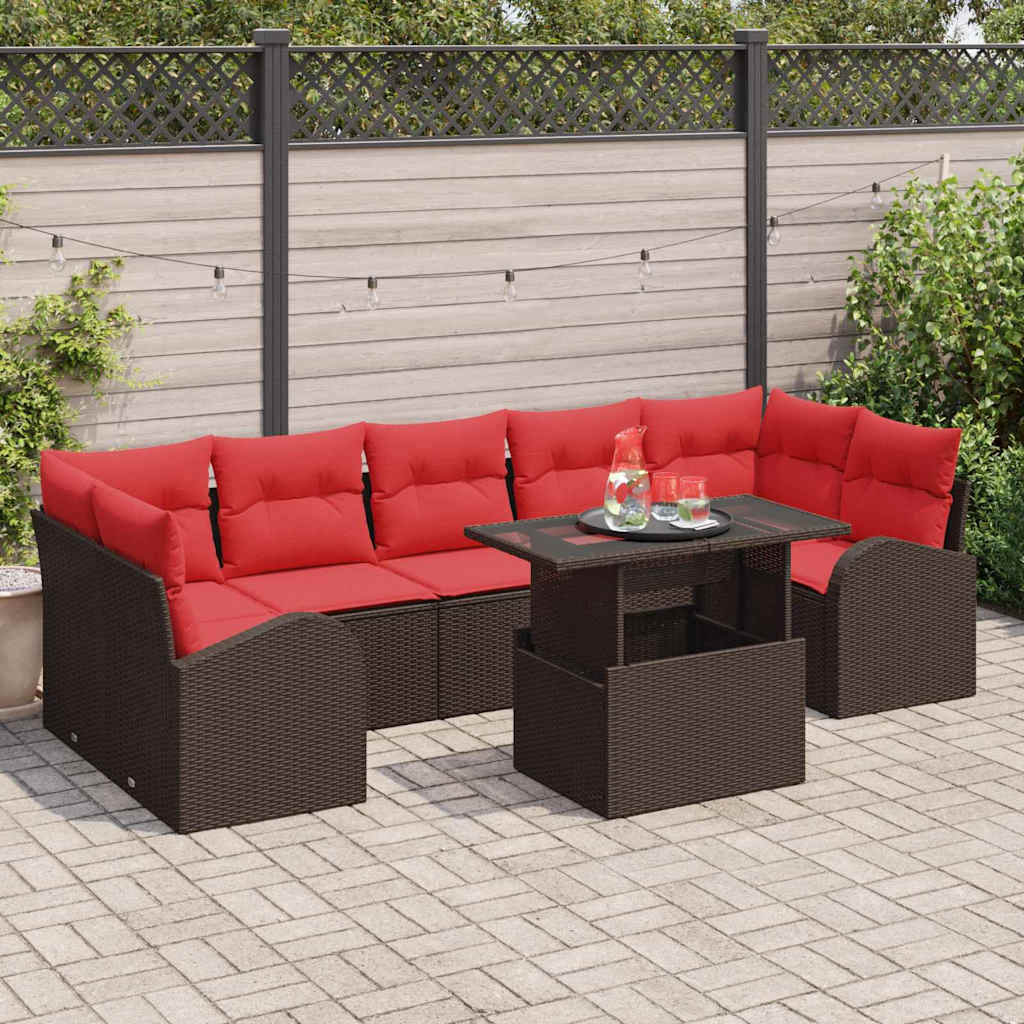Gartensofa-set 8 stk. Braun Poly Rattan