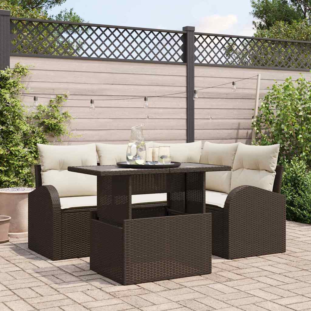 Gartensofa-set 5 stk. 4-Sitzanzahl Braun Poly Rattan