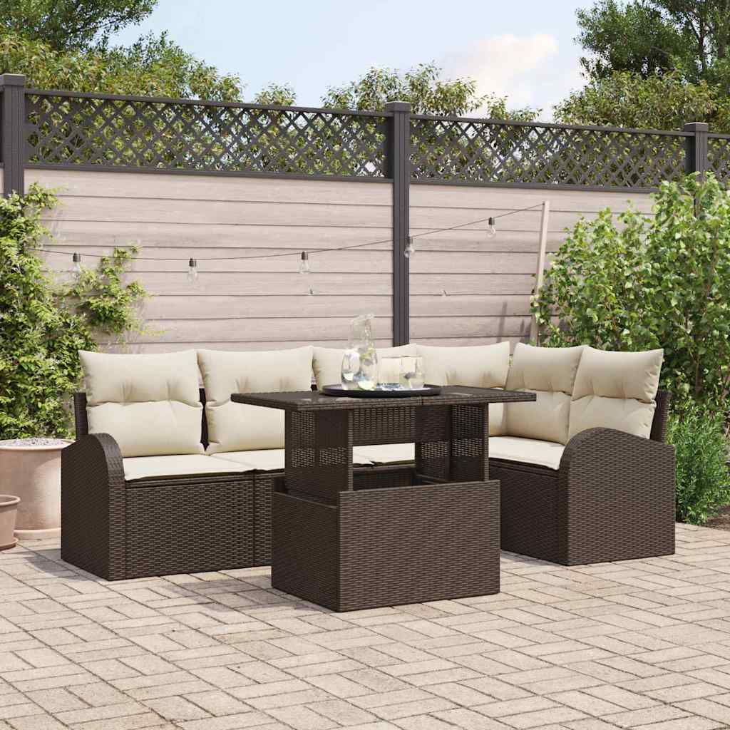 Gartensofa-set 6 stk. 5-Sitzanzahl Braun Poly Rattan