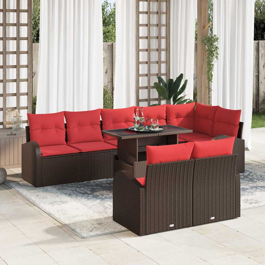 Gartensofa-set 9 stk. Braun Poly Rattan