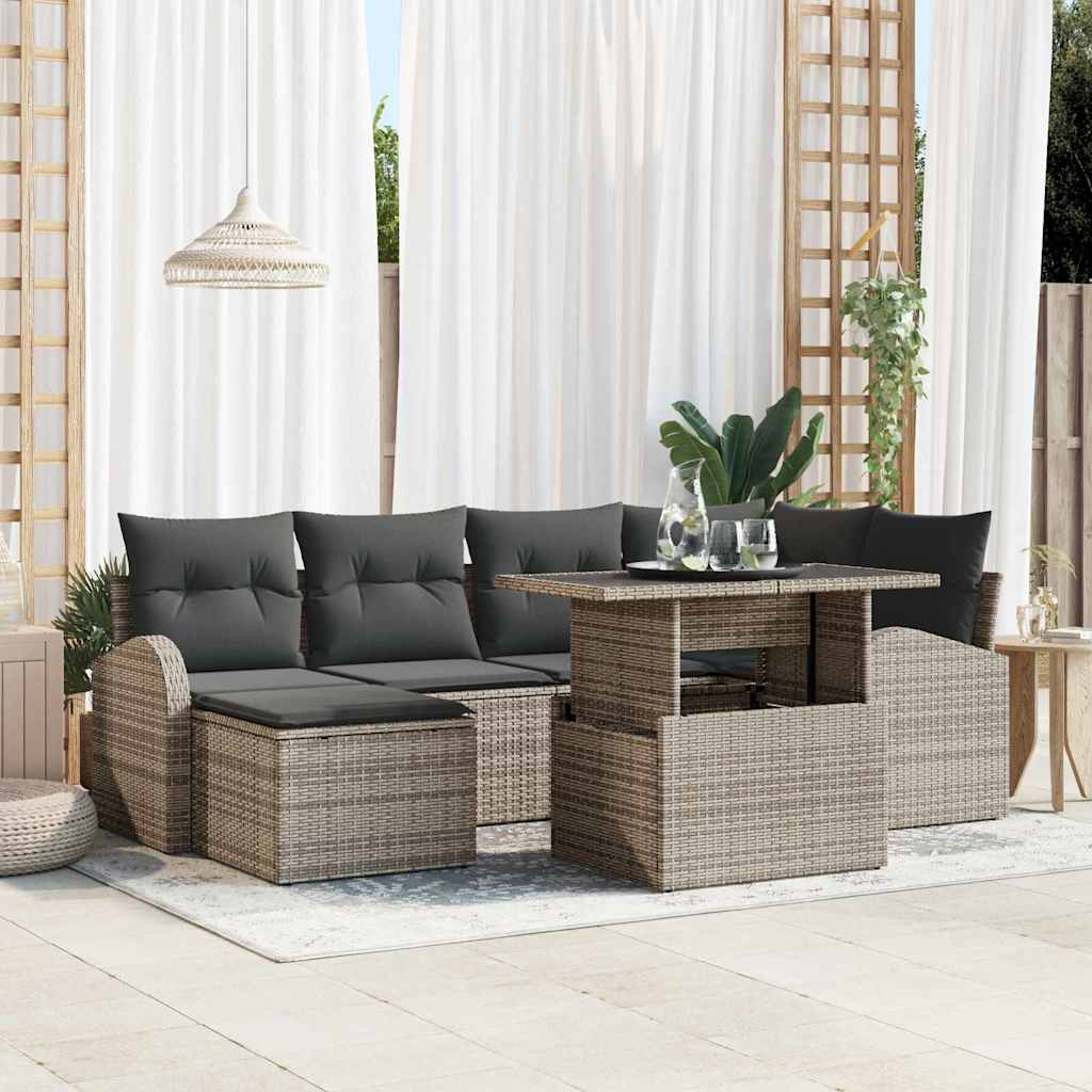 Gartensofa-set 7 stk. Grau Poly Rattan
