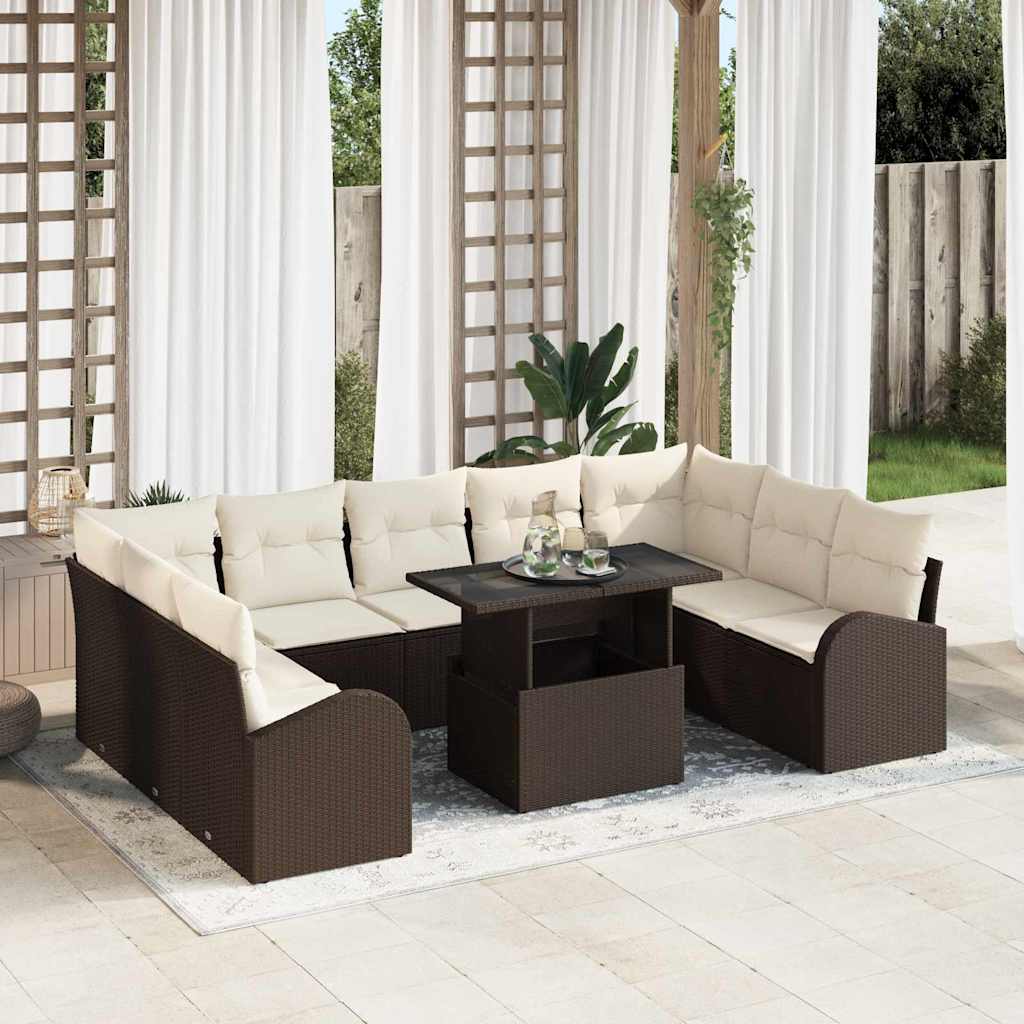 Gartensofa-set 10 stk. Braun Poly Rattan