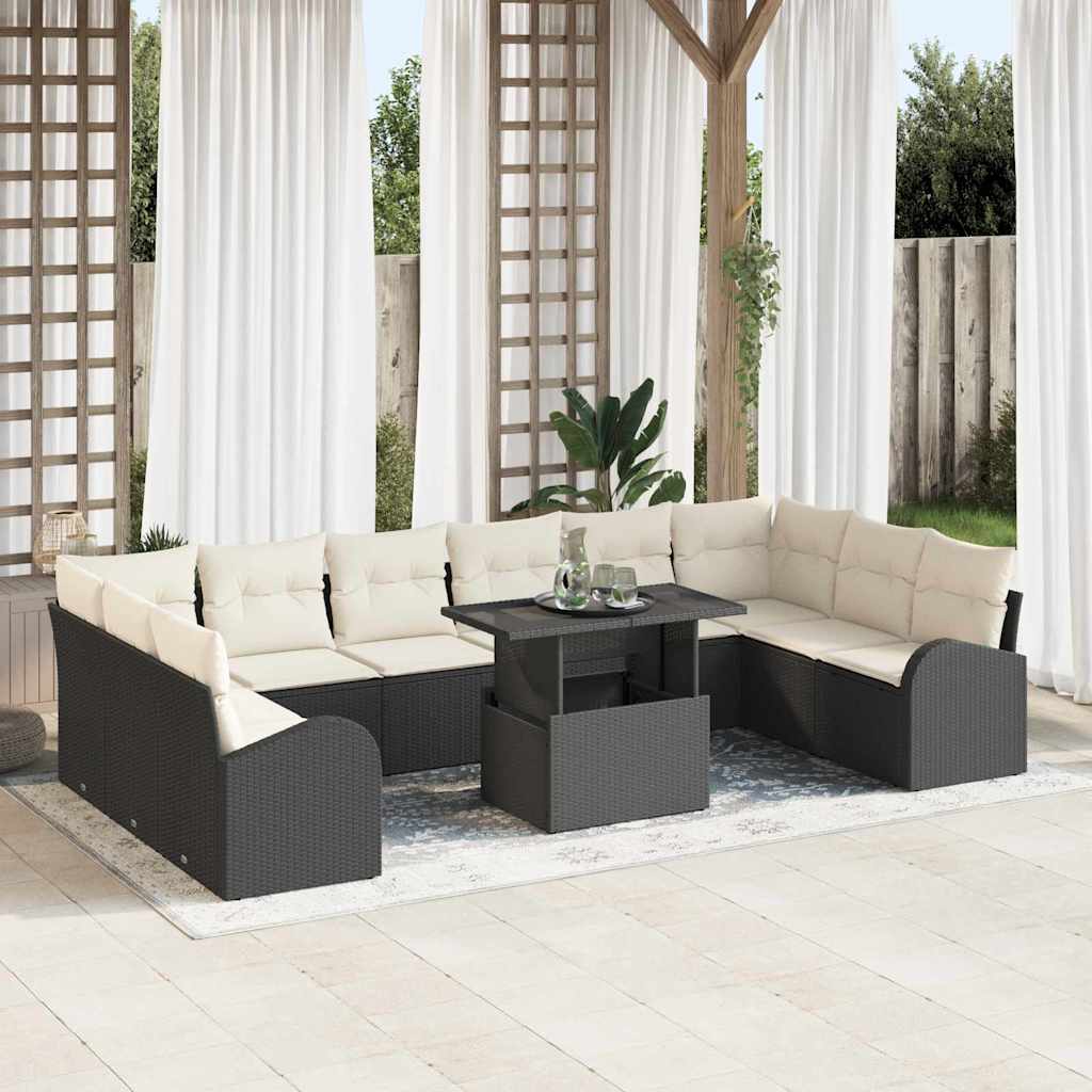 Gartensofa-set 11 stk. Schwarz Poly Rattan