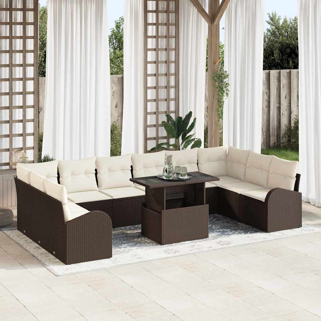 Gartensofa-set 11 stk. Braun Poly Rattan