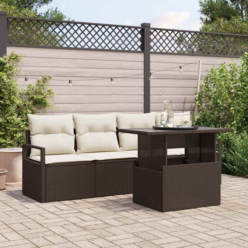 Gartensofa-set 5 stk. Braun Poly Rattan