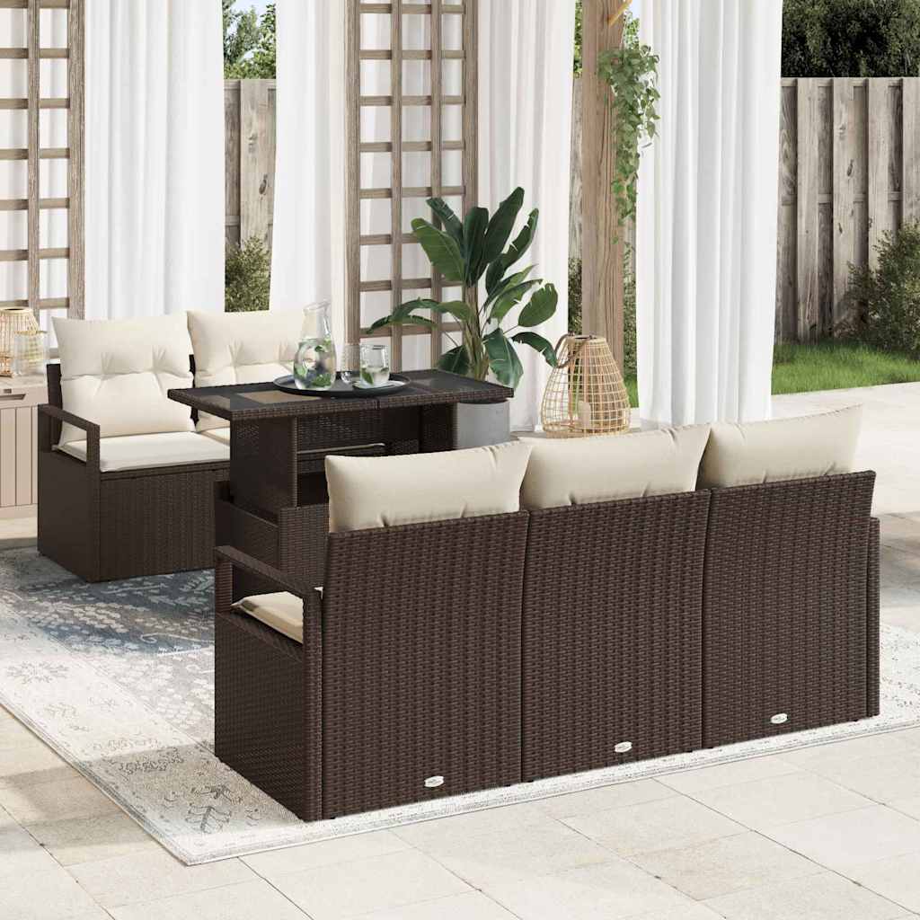 Gartensofa-set 6 stk. Braun Poly Rattan