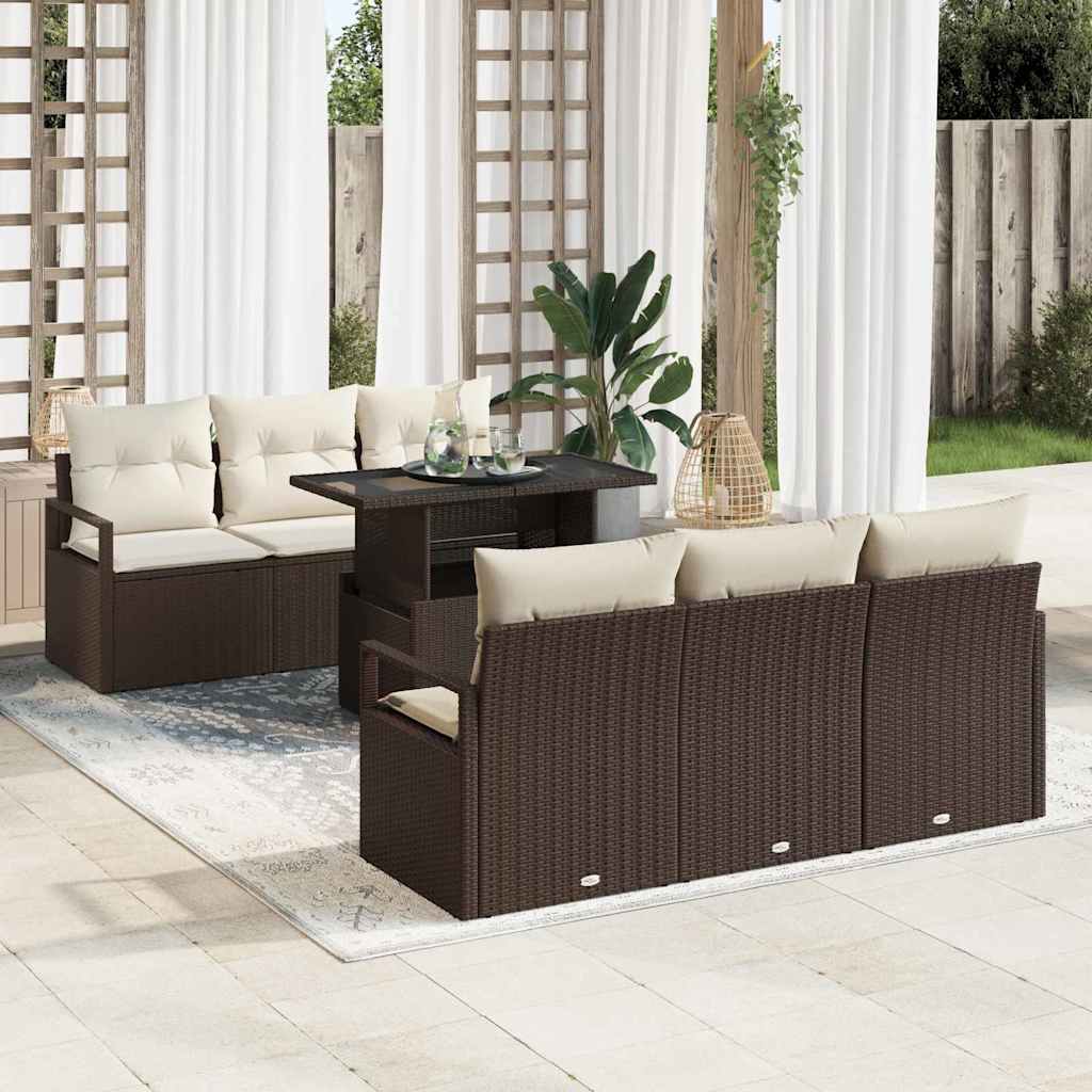 Gartensofa-set 7 stk. Braun Poly Rattan
