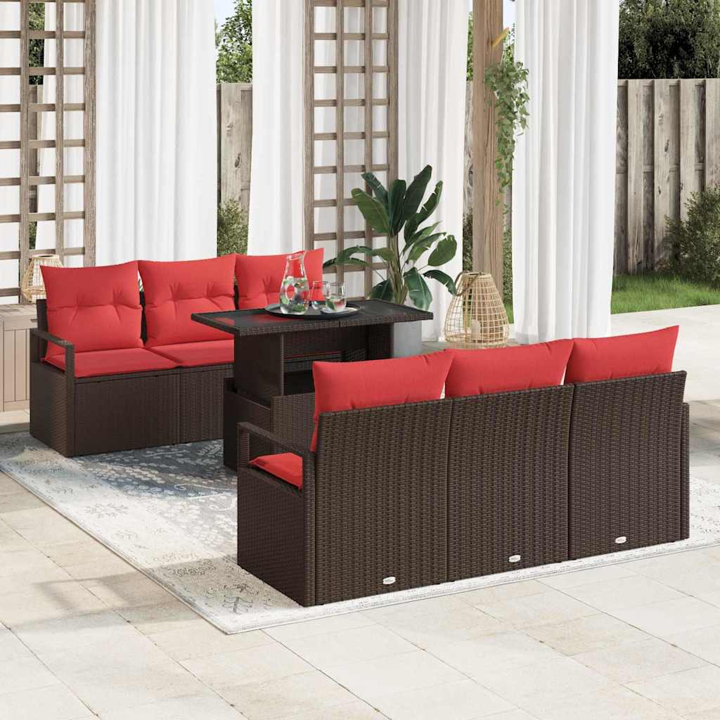 Gartensofa-set 7 stk. Braun Poly Rattan
