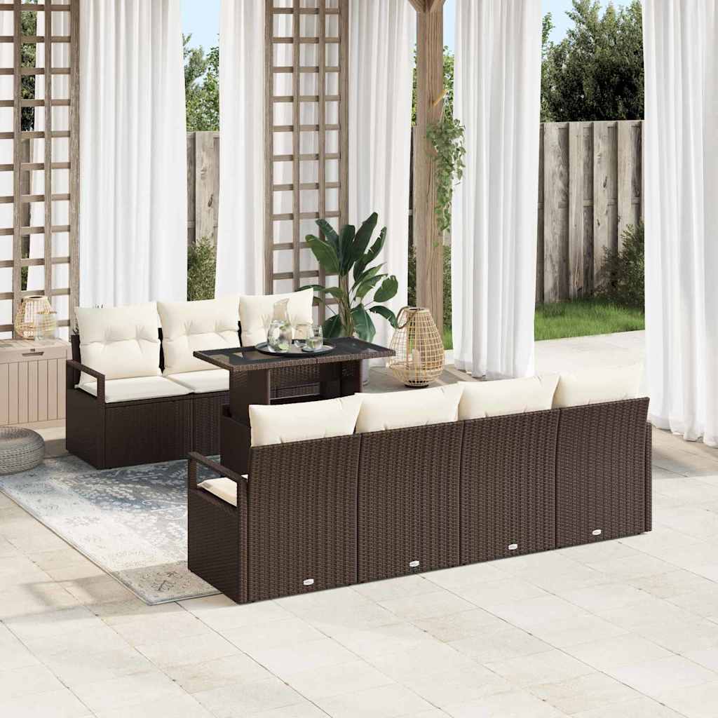 Gartensofa-set 8 stk. Braun Poly Rattan