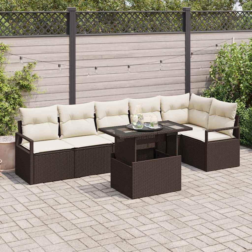 Gartensofa-set 7 stk. Braun Poly Rattan
