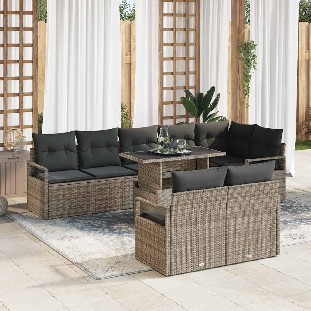 Gartensofa-set 9 stk. Grau Poly Rattan
