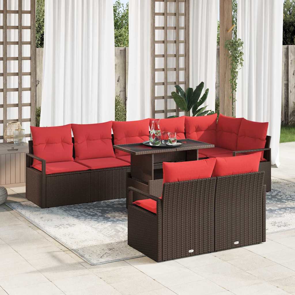 Gartensofa-set 9 stk. Braun Poly Rattan